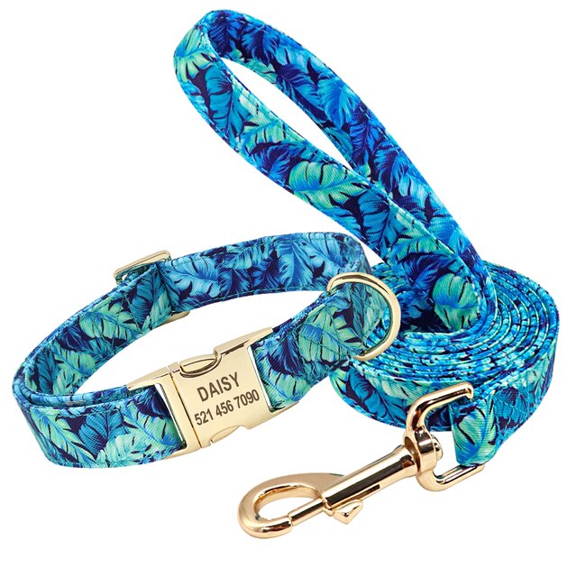 Personalisiertes bedrucktes Hundehalsband- und Leinen-Set